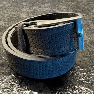 PX by Stately Curators gray leather perforated men’s belt Sz 34